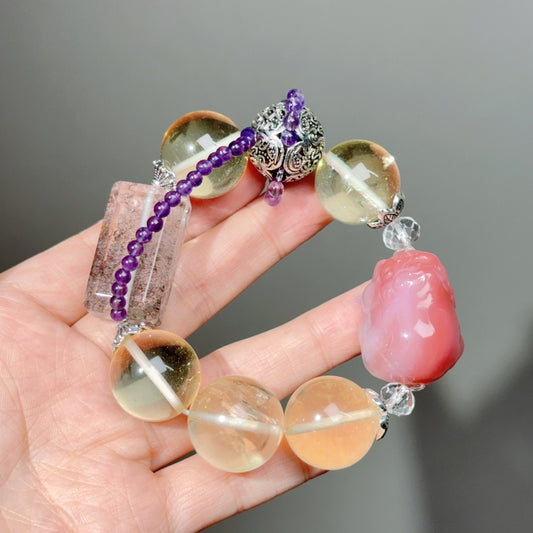 018 Citrine Agate Phantom Quartz Lucky Charm Bracelet 2025 Energy High Quality Fashion Jewelry Feng Shui Beads Magnetic Gift