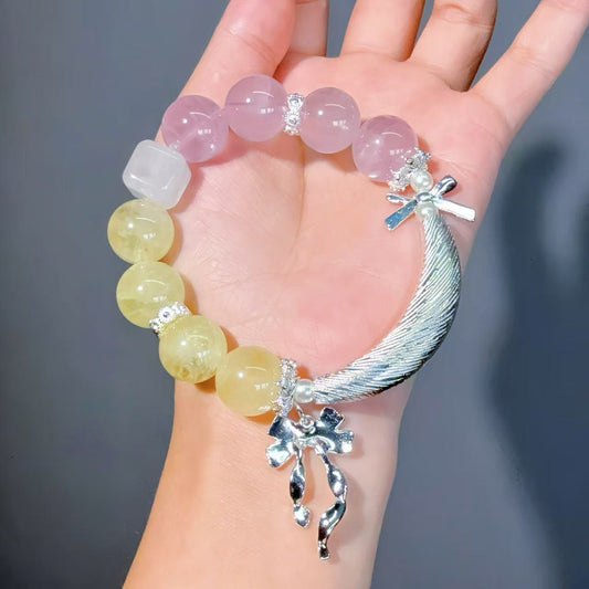 031 Citrine Rose Quartz Lucky Charm Bracelet 2025 High Quality Energy Fashion Jewelry Feng Shui Magnetic Beads Bracelet Gift