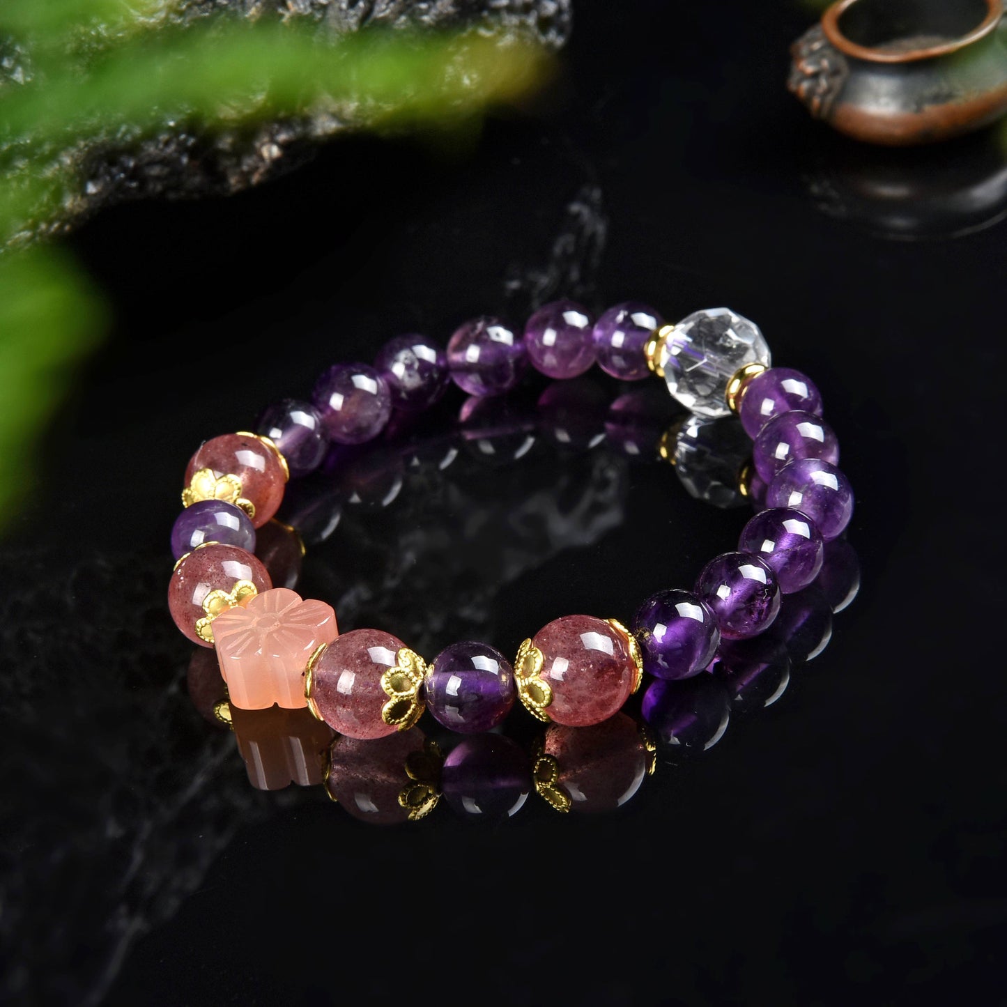 Amethyst Rose Salt Agate Bracelet