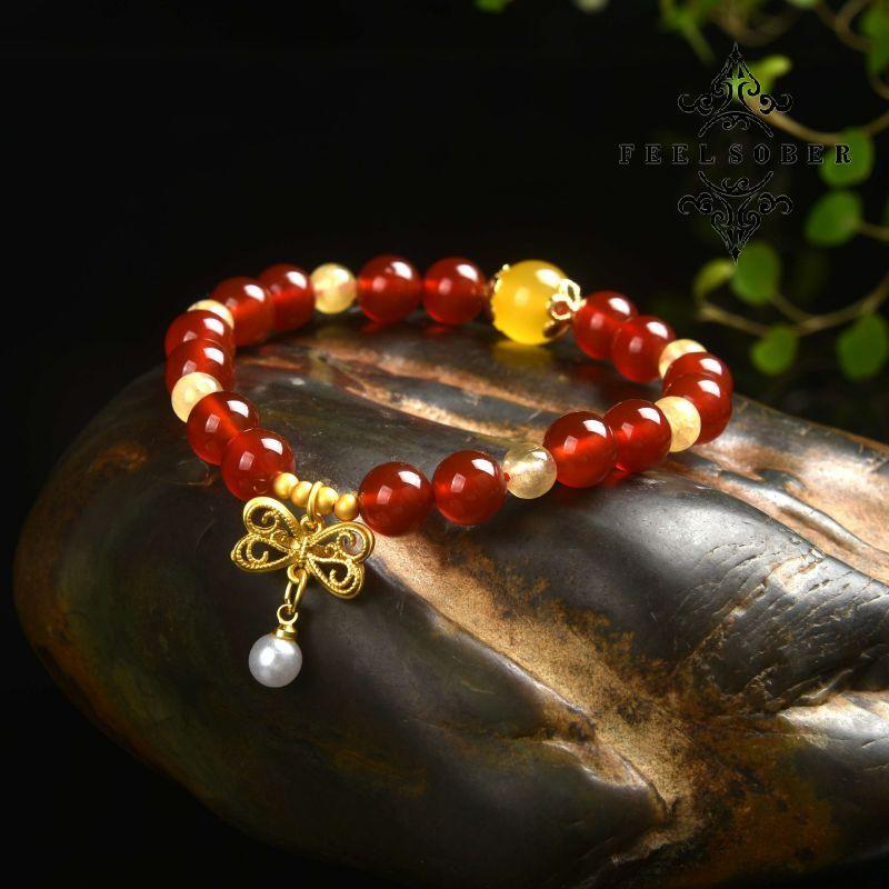 Lucky Bracelet Agate Bracelet Energy Bead Bracelet Lucky Charm Bracelet 2023 Fashion Magnetic Feng Shui 8MM Elastic Band Gift for Mom