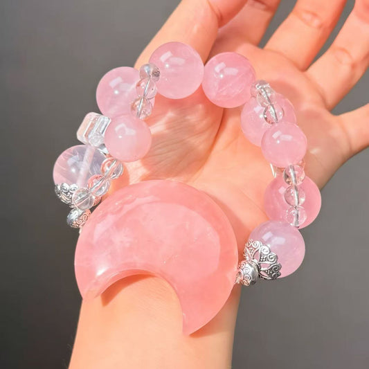 024  Rose Quartz Clear Quartz Bracelet High Quality Energy Lucky Charm Bracelet 2025 Fashion Gift