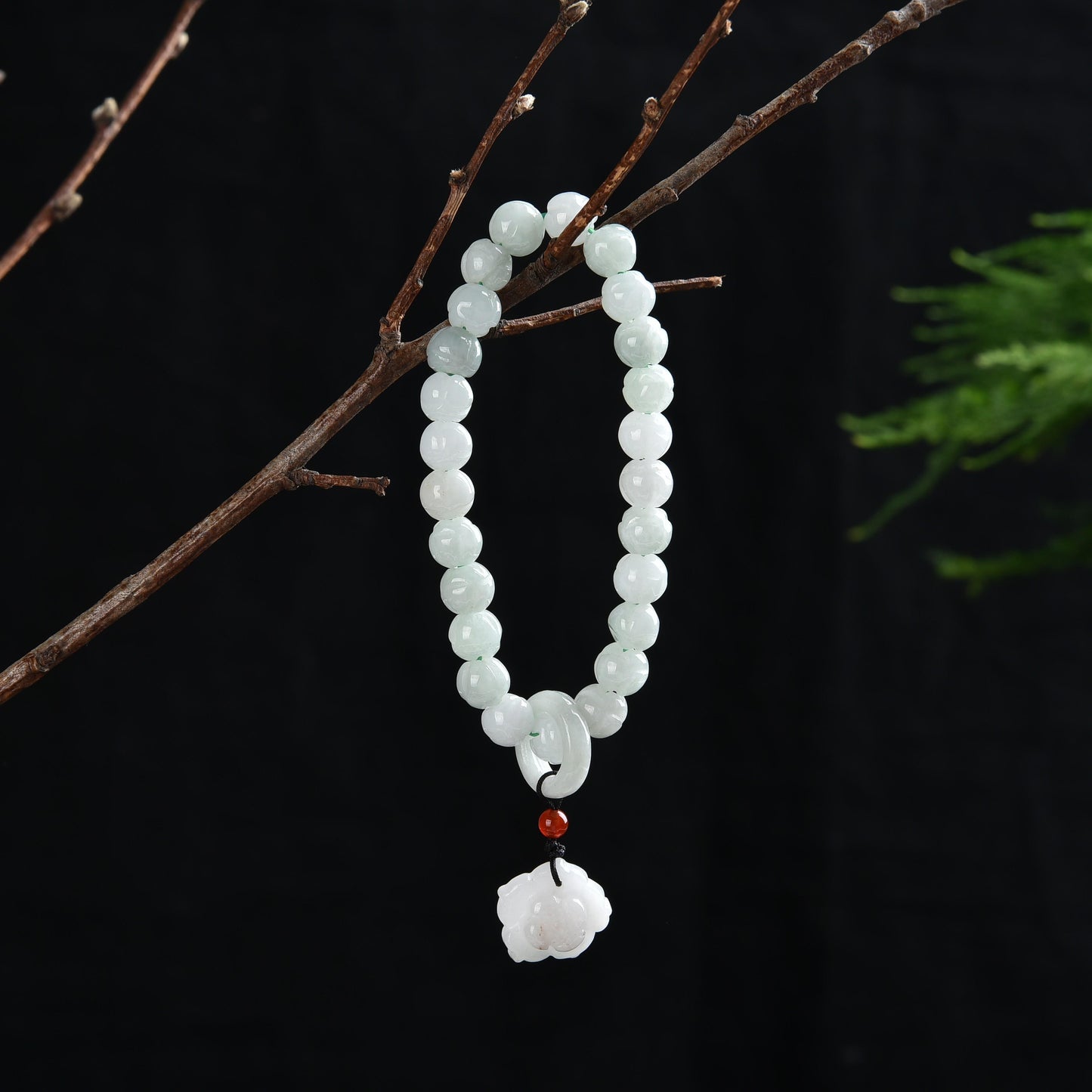 059 Jade Lotus Bracelet Charm Lucky Bracelet