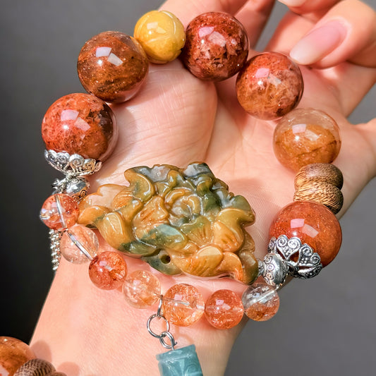 002 Phantom Quartz Jadeite Herkimer Diamond bracelet
