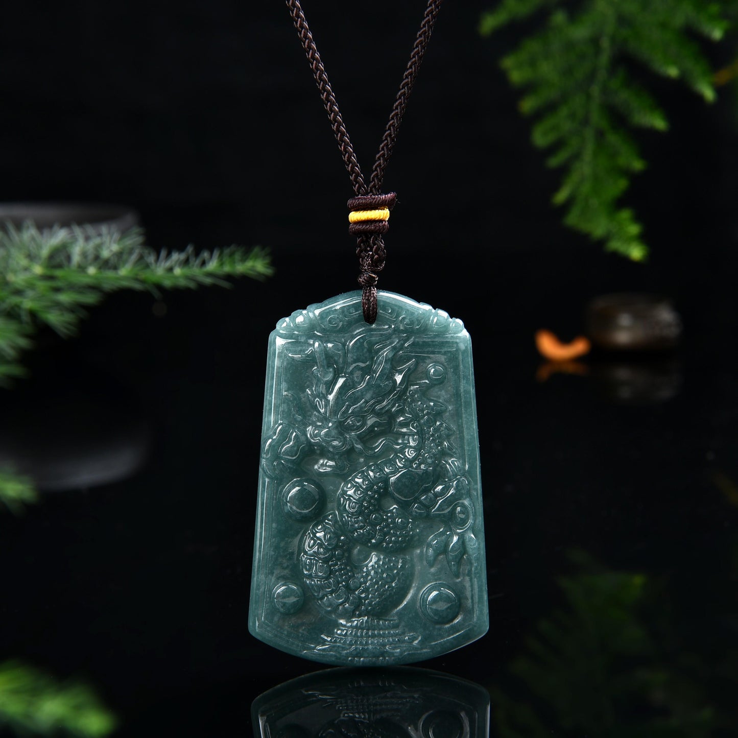 076 Jade Dragon Pendant with Certificate Lucky Charm