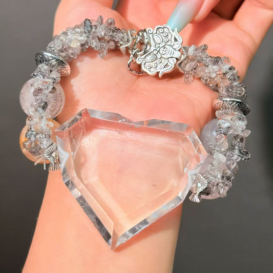 016 Hematoid Quartz Clear Quartz Strawberry Quartz Bracelet Energy High Quality Fashion Jewelry Feng Shui Bead Bracelet Gift