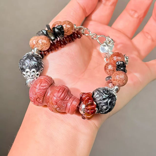 003 Jadeite Strawberry Q Rutilated Q  Bracelet Energy Beads Bracelet Fashion Magnetic Crystal Jewelry Bracelet Energy Beads Bracelet Fashion Magnetic Crystal Jewelry