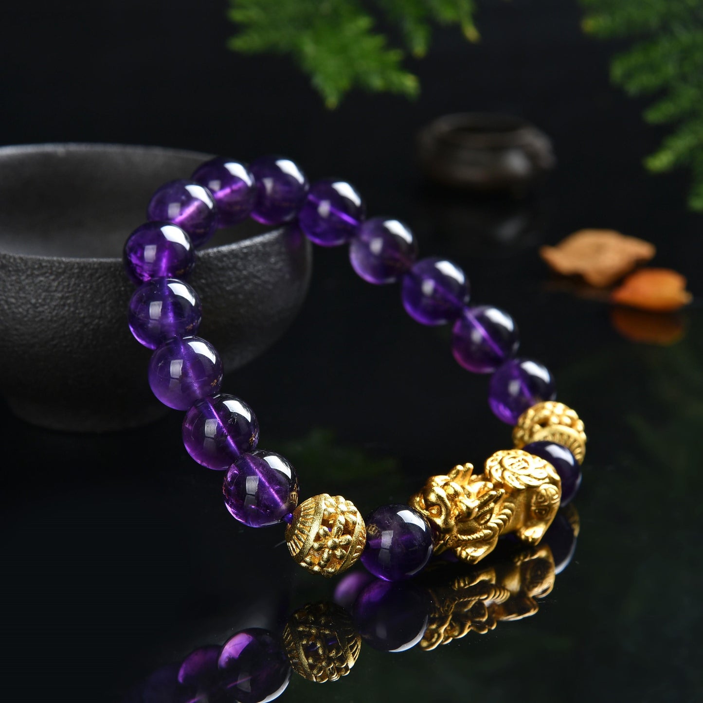 008 Amethyst Pixiu Bracelet With Certificate Sale Lucky Fortune