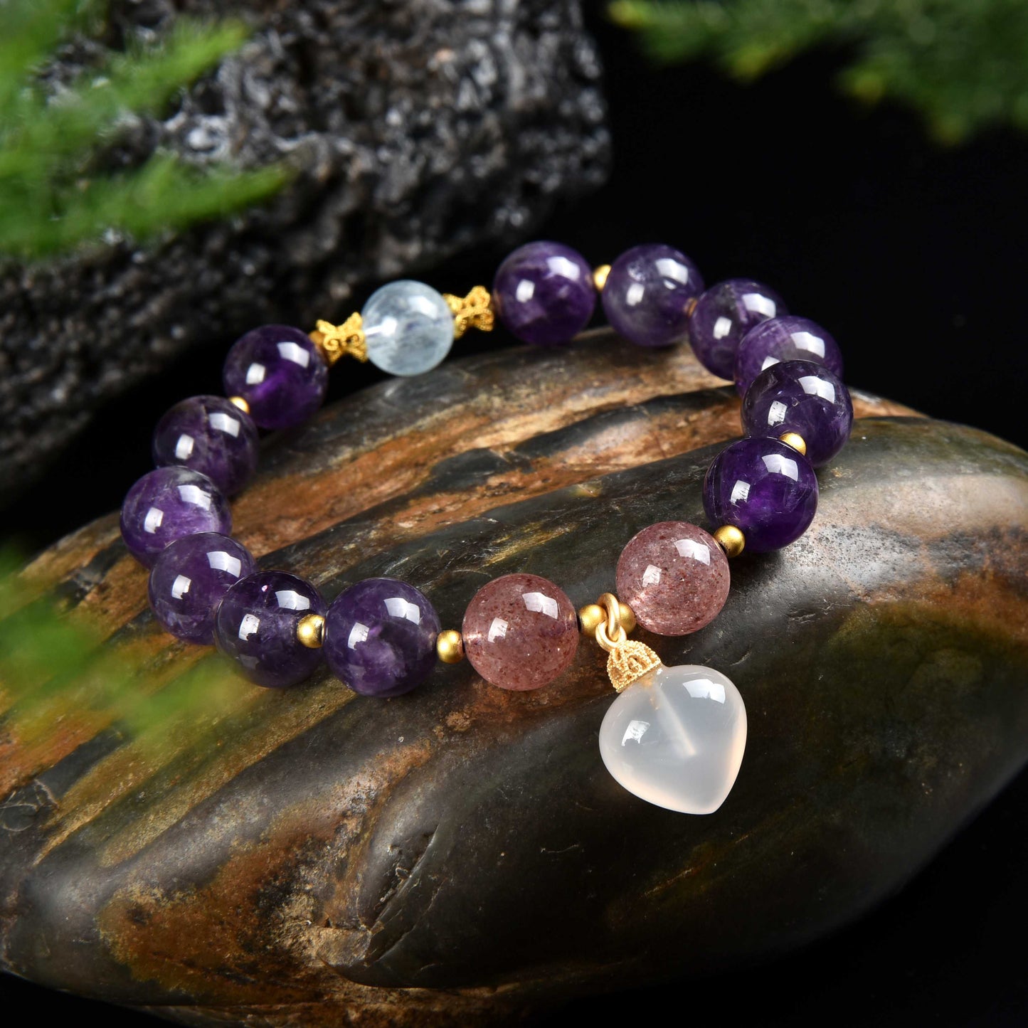 073 Amethyst Love Bracelet Lucky Charm