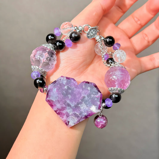 025 Mica Quartz Clear Quartz Amethyst Lucky Charm Bracelet Energy Feng Shui Bring Love Magnetic Gift