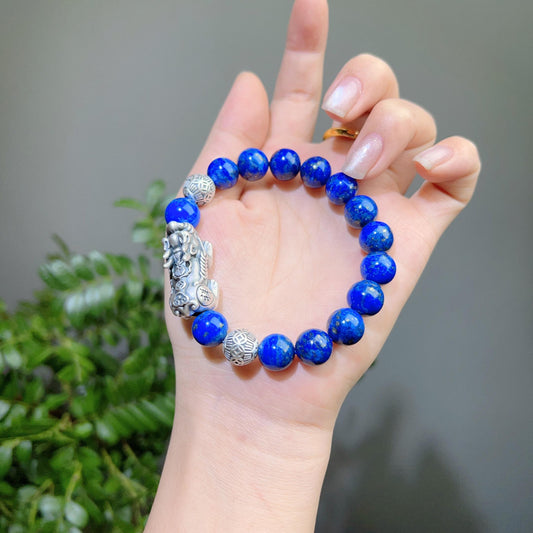 0121 S925 silver lapis lazuli piyao bracelet. High quality natural lucky charm bracelet 2025