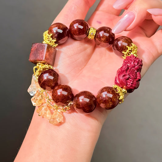 012 Garnet Cinnabar Super Seven Bracelet Energy High Quality Fashion Jewelry Feng Shui Beads Magnetic Gift