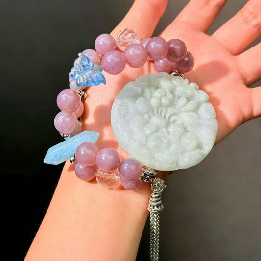 008 Aquamarine Jadeite Rose Quartz High Quality Fashion  Bracelet Gift Bead Bracelet Jewelry