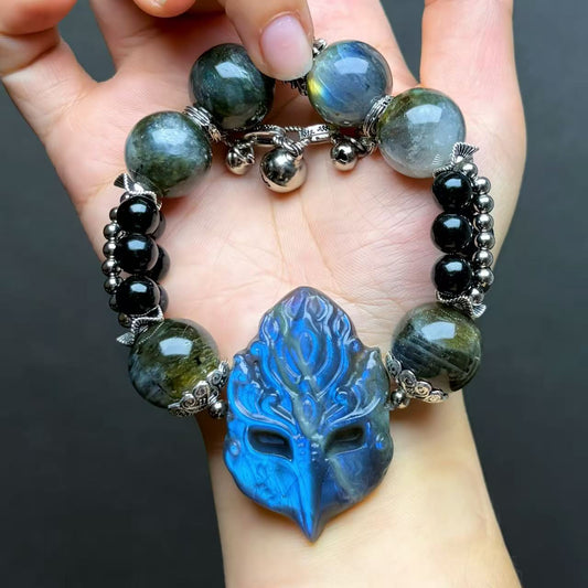 017 Labradorite Obsidian bracelet energy high quality fashion jewelry magnetic beads bracelet gift