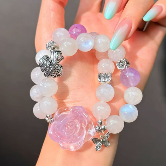 028 Moonstone AmethystBracelet Energy Feng Shui Fashion Accessories Jewelry Bracelet Magnetic Beads Bracelet Gift