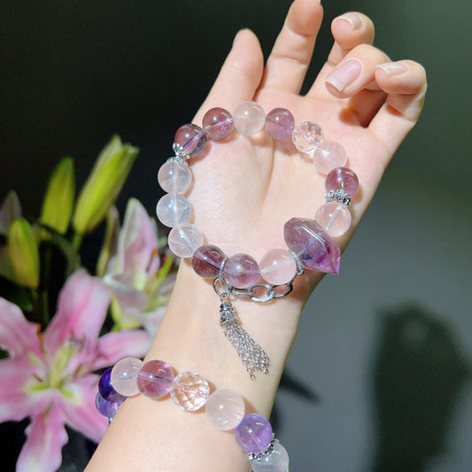 063 Amethyst Rose Quartz Purple Ghost Crystal Lucky