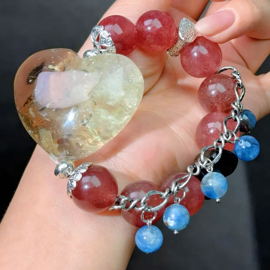 019 Strawberry Quartz Citrine Kyanite lucky charm bracelet 2025 energy feng shui magnetic fashion jewelry beads bracelet gift