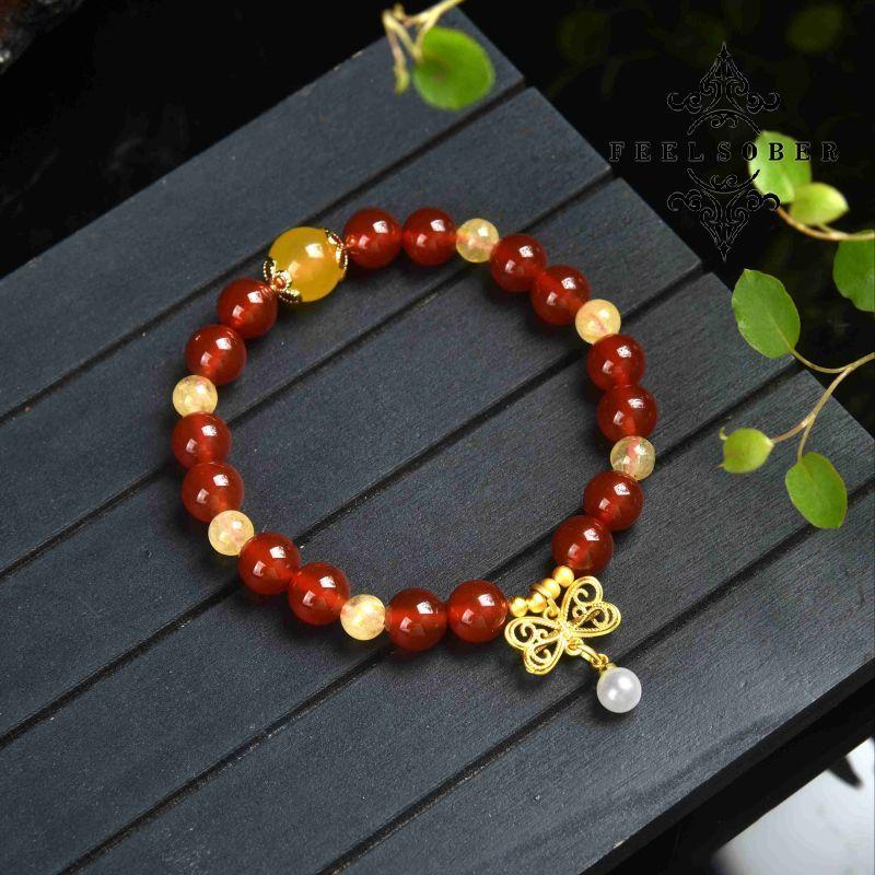 Lucky Bracelet Agate Bracelet Energy Bead Bracelet Lucky Charm Bracelet 2023 Fashion Magnetic Feng Shui 8MM Elastic Band Gift for Mom