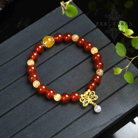 Lucky Bracelet Agate Bracelet Energy Bead Bracelet Lucky Charm Bracelet 2023 Fashion Magnetic Feng Shui 8MM Elastic Band Gift for Mom