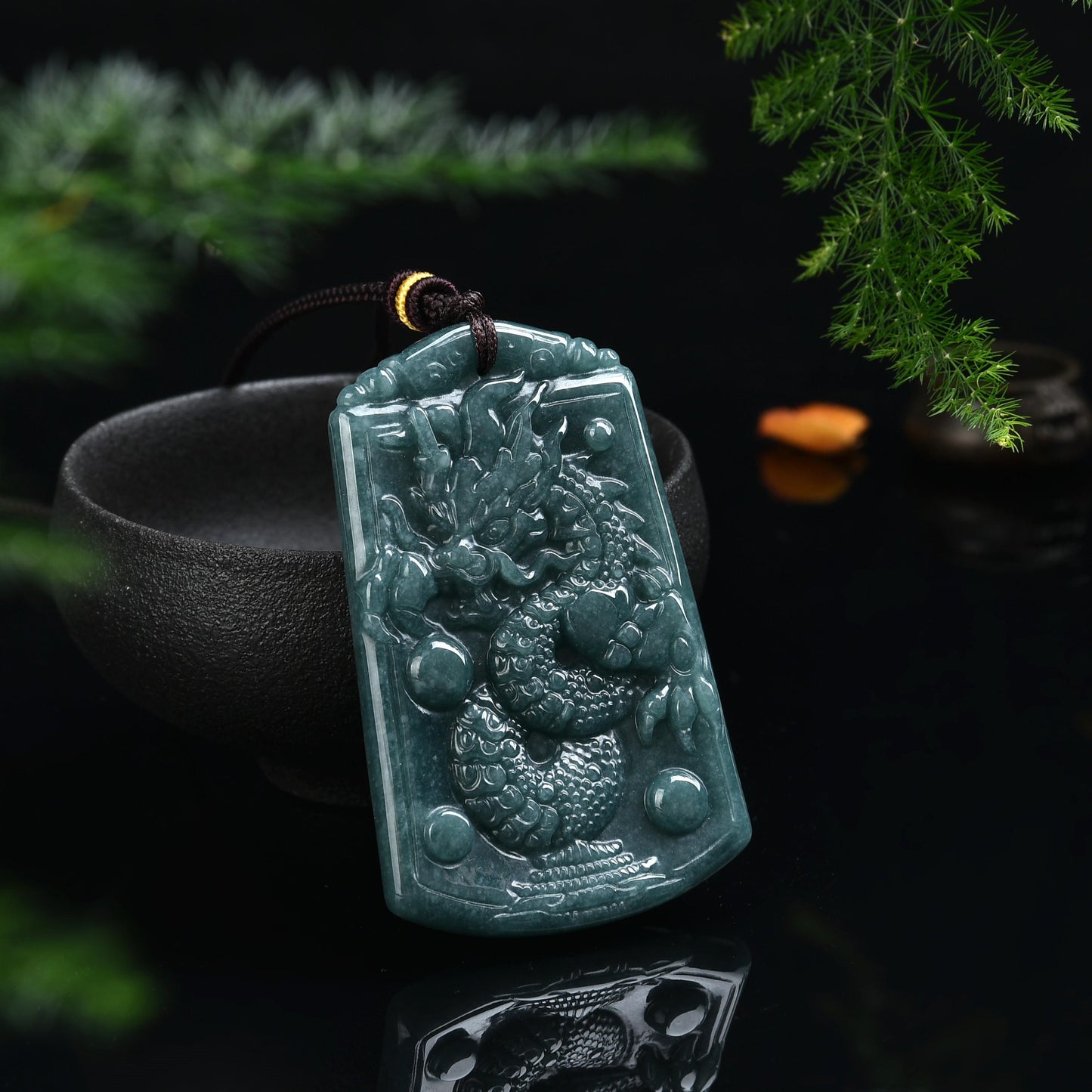 076 Jade Dragon Pendant with Certificate Lucky Charm