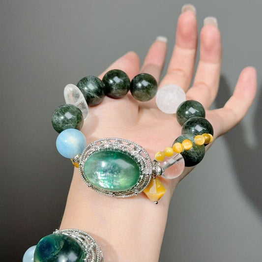 019 Rutilated Quartz Lepidolite Clear Quartz high quality lucky charm bracelet 2025 energy feng shui magnetic fashion jewelry beads bracelet gift