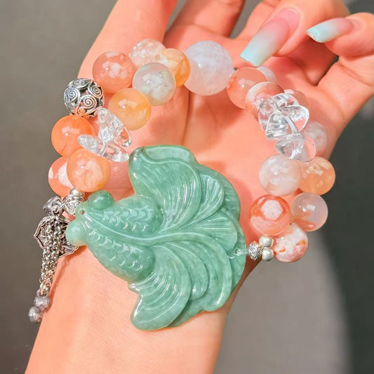 009 Agate Jadeite Clear quartz Bracelet Energy High Quality Fashion Jewelry Feng Shui Magnetic Beads Bracelet Gift