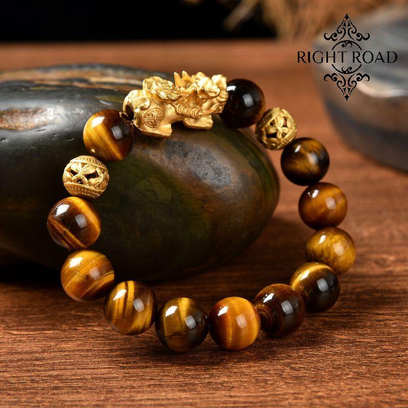 005 Yellow tiger eye piyao bracelet 10MM/12MM bead bracelet with certificate and box shipped within 24 hours