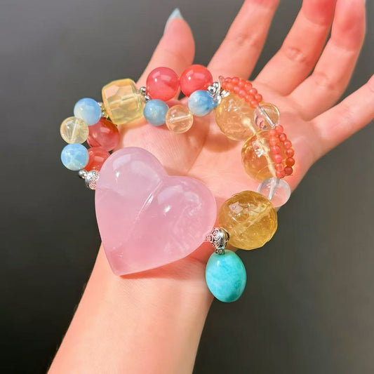 008 Rose Quartz Citrine Aquamarine High Quality Fashion  Bracelet Gift Bead Bracelet Jewelry