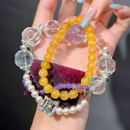 007 Clear Quartz Fluorite Amethyst Bracelet 2025 Energy High Quality Fashion Feng Shui Bracelet Gift Bead Bracelet Jewelry