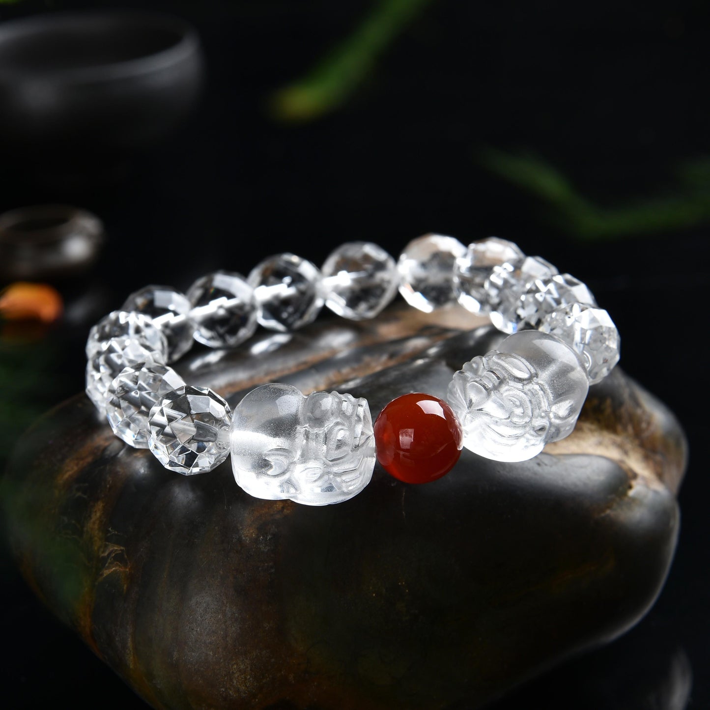 clear quartz piyao bracelet with certificate lucky charm