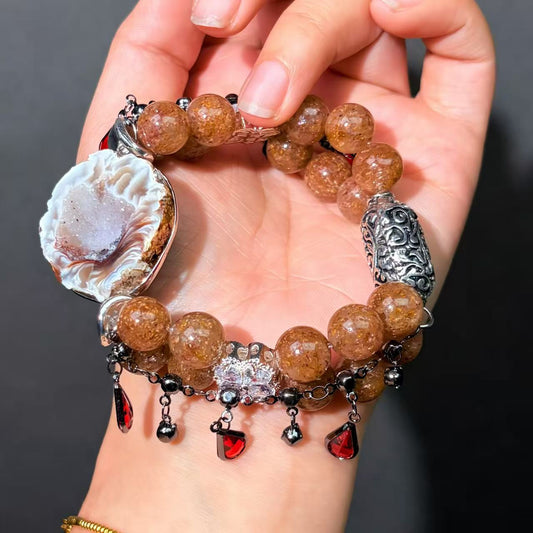 017 Strawberry Quartz Crystal bracelet energy high quality fashion jewelry magnetic beads bracelet gift