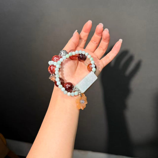 025 Jadeite Hematoid Quartz Serpentine Lucky Charm Bracelet Energy Feng Shui Bring Love Magnetic Gift