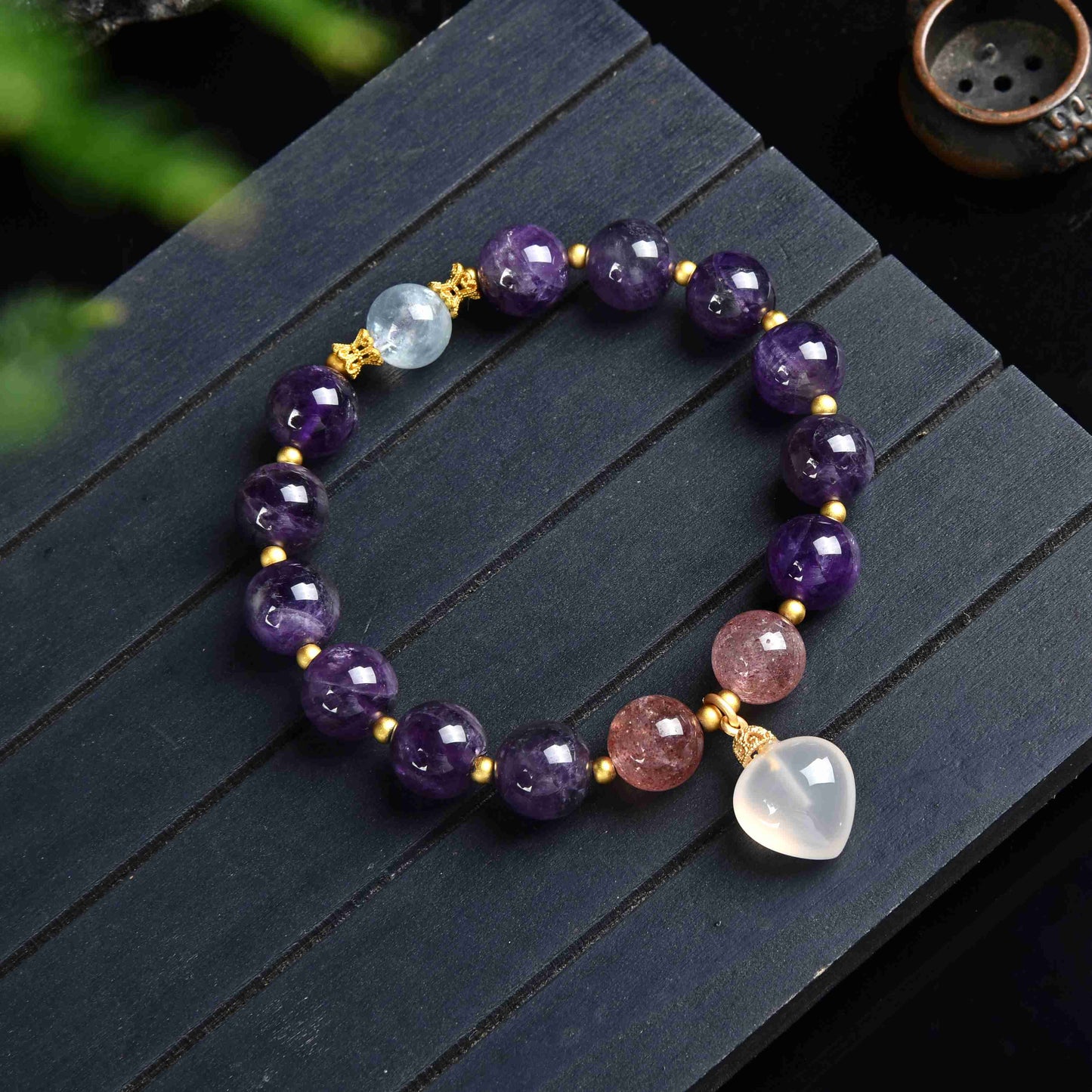 073 Amethyst Love Bracelet Lucky Charm