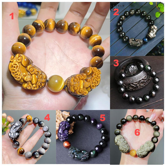 021 Silver obsidian piyao bracelet lucky charm bracelet 2025 energy feng shui high quality fashion magnetic unisex gift
