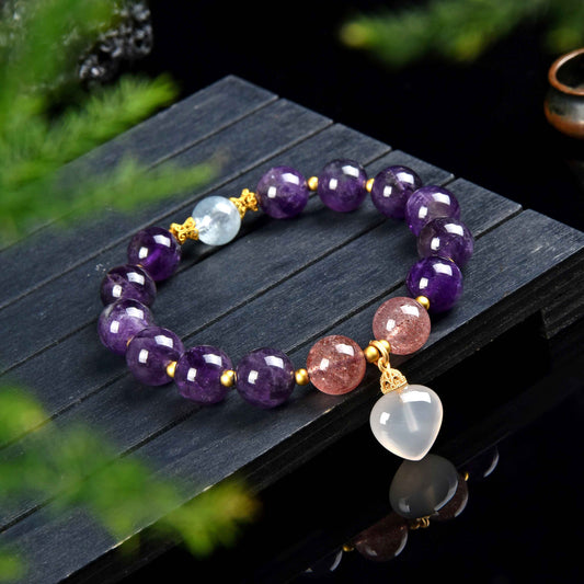 073 Amethyst Love Bracelet Lucky Charm