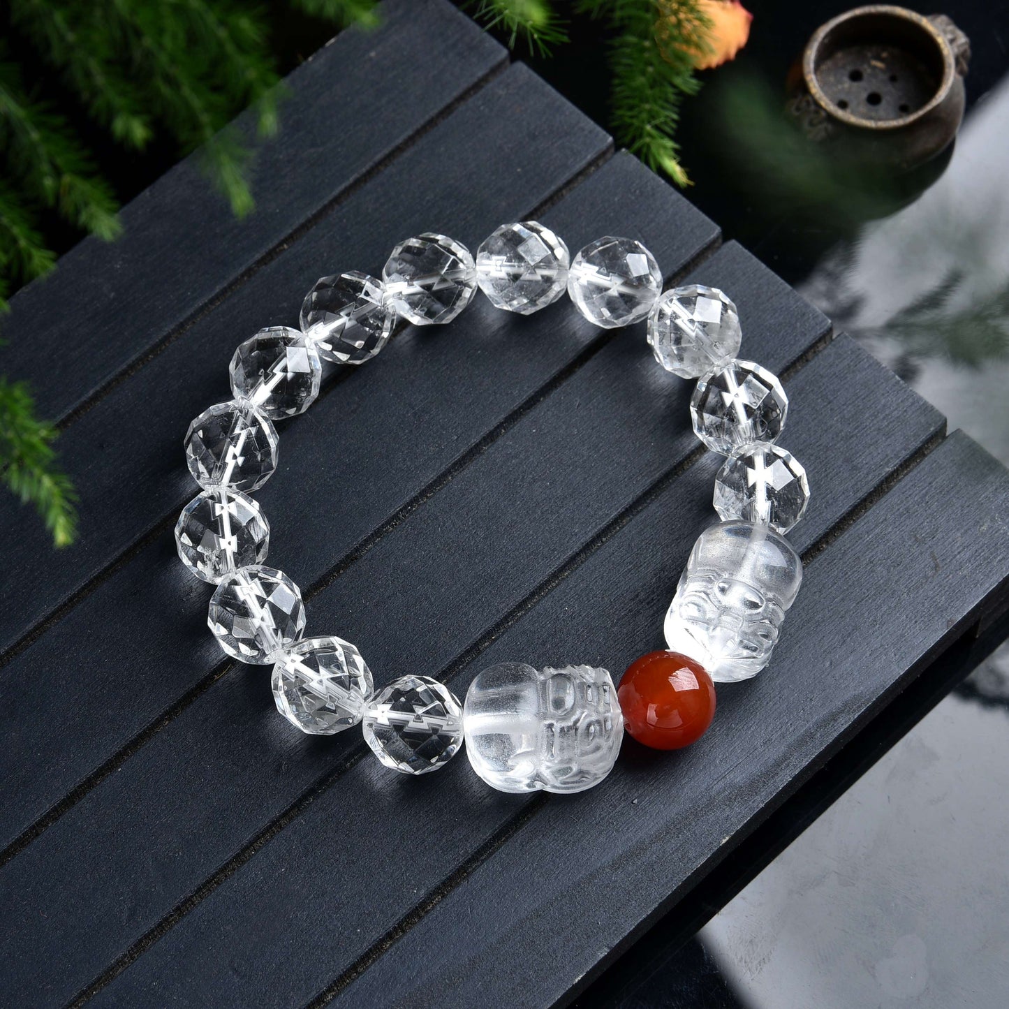 clear quartz piyao bracelet with certificate lucky charm