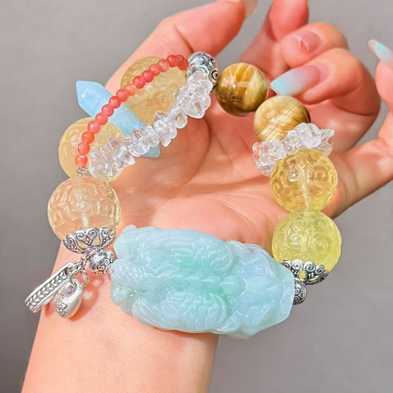 008 Citrine Jadeite Aquamarine High Quality Fashion  Bracelet Gift Bead Bracelet Jewelry