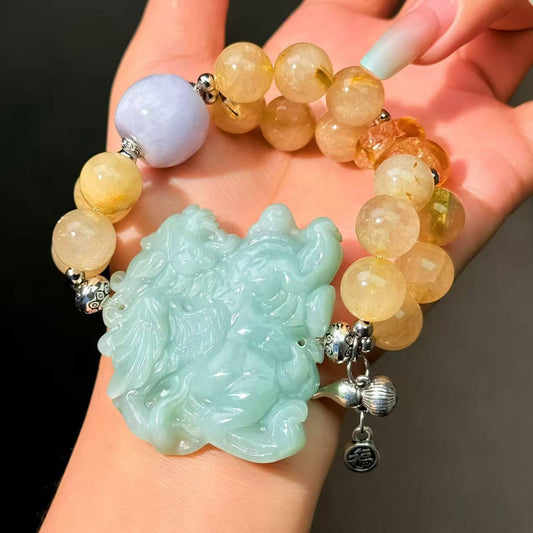 013 Rutilated Quartz Jadeite CitrineHigh Quality Feng Shui Bracelet Magnetic Beads Fashion Jewelry Bracelet Gift