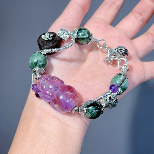 009 Seraphinite Ametrine Lucky Charm Bracelet 2025 Energy High Quality Fashion Jewelry Feng Shui Magnetic Beads Bracelet Gift