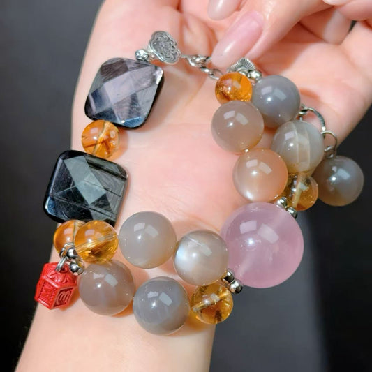 075 Moonstone Citrine Hypersthene High Quality Fashion Jewelry Feng Shui Bead Bracelet Gift