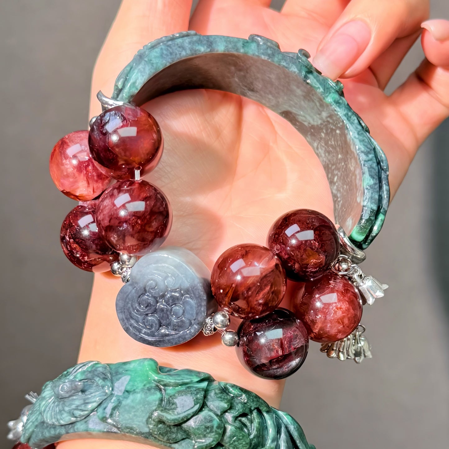 014 Hematoid Quartz Jadeite Bracelet 2025 Energy High Quality Fashion Jewelry Feng Shui Beads Magnetic Gift