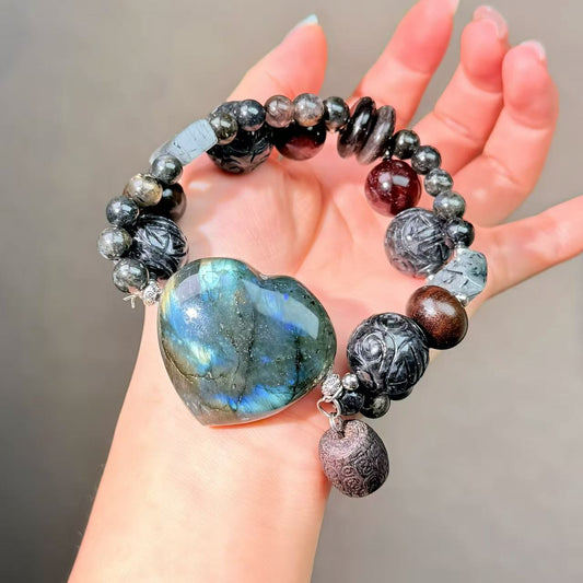 021 Labradorite Jadeite Rutilated q bracelet energy high quality fashion jewelry magnetic beads bracelet gift