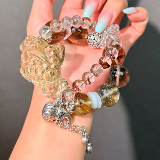 021 Citrine Phantom Q Smoky Quartz bracelet energy high quality fashion jewelry magnetic beads bracelet gift