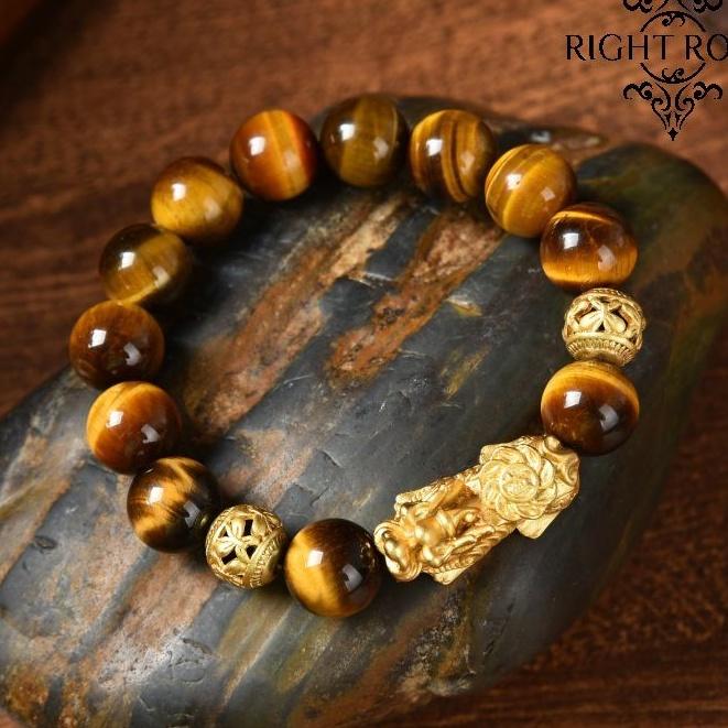 005 Yellow tiger eye piyao bracelet 10MM/12MM bead bracelet with certificate and box shipped within 24 hours