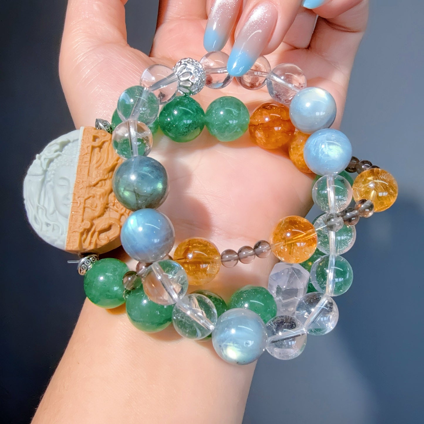 053 Labradorite Strawberry Q Citrine Bracelet 2023 piyao Energy Rainbow Obsidian Healing Chinese Feng Shui Bracelet