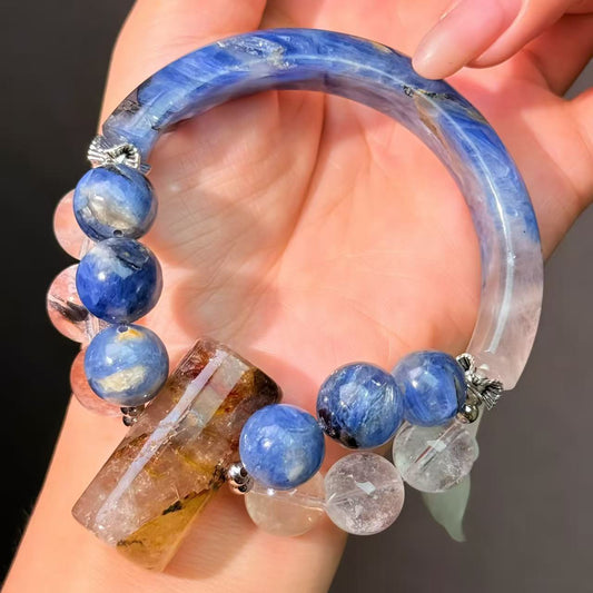 018 Kyanite Clear Quartz Rutilated Quartz Lucky Charm Bracelet 2025 Energy High Quality Fashion Jewelry Feng Shui Beads Magnetic Gift