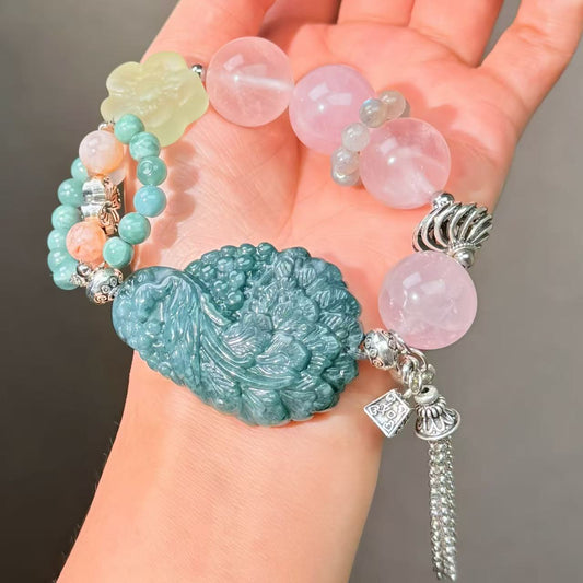 002 Rose Quartz Jadeite Agate bracelet lucky DIY bracelet
