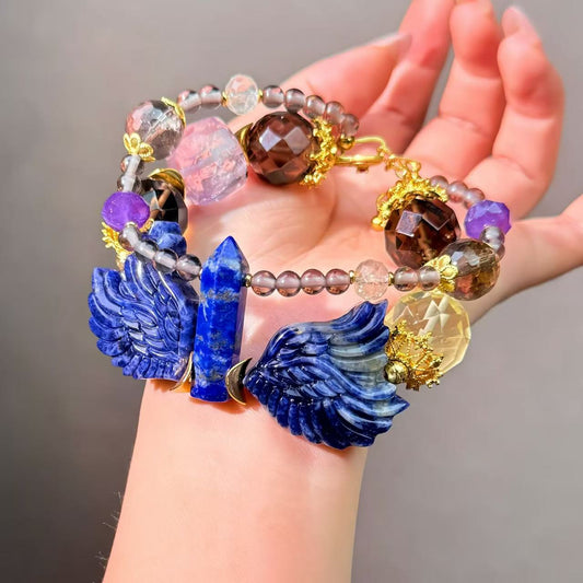 022 Smoky quartz Lapis lazuli Amethyst High Quality Fashion Jewelry Feng Shui Magnetic Beads Bracelet Gift