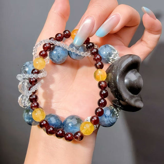 007 Kyanite Obsidian Garnet Bracelet 2025 Energy High Quality Fashion Feng Shui Bracelet Gift Bead Bracelet Jewelry
