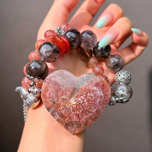 003 Sunstone Strawberry Q Herkimer D Bracelet Energy Beads Bracelet Fashion Magnetic Crystal Jewelry Bracelet Energy Beads Bracelet Fashion Magnetic Crystal Jewelry