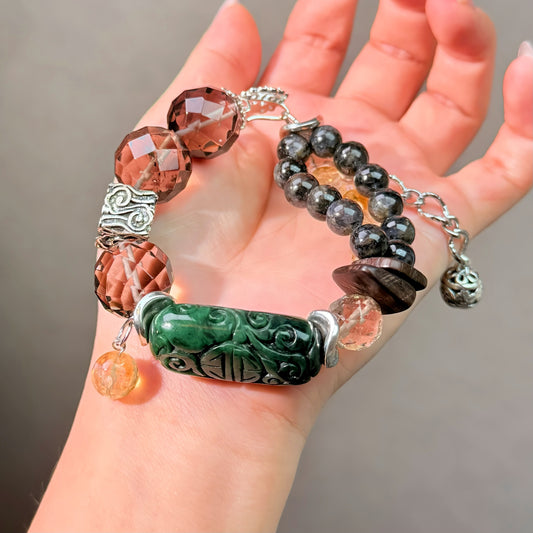 022 Smoky Quartz Jadeite Citrine High Quality Fashion Jewelry Feng Shui Magnetic Beads Bracelet Gift